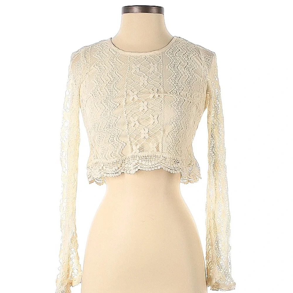 American Rag Lace Long Sleeve Crop Top S